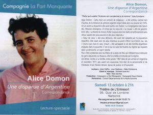 Au théâtre de l'Entresort : -Alice Domon, une disparue d'Argentine- @ Théâtre de l'Entresort | Narbonne | Occitanie | France