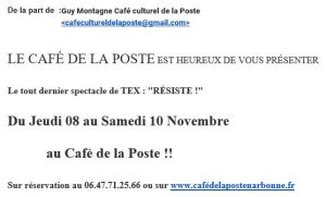 Narbonne : TEX résiste au Café de la Poste @ Café de la Poste | Narbonne | Occitanie | France