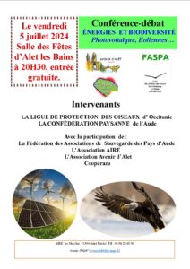 Alet-les-Bains : conférence énergie et biodiversité @ Salle des Fêtes