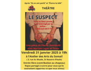 Théâtre au Somail à l'Atelier des Arts : "Le suspect" @ Atelier des Arts