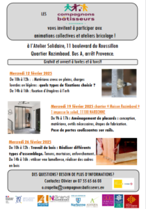 Narbonne : programme février de l'atelier populaire @ Atelier Solidsaire